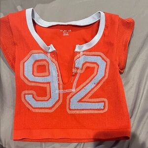 Urban Outfitters Red and Gray Jersey Top